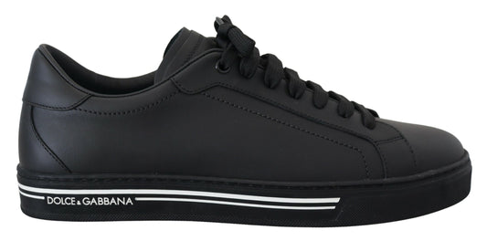 Sleek Black Low Top Leather Sneakers