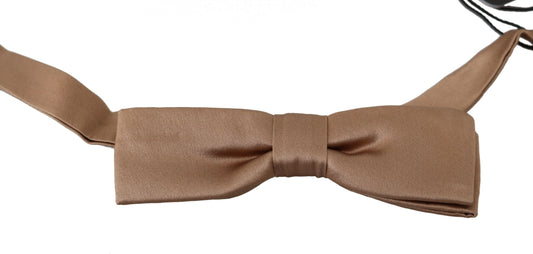 Elegant Beige Silk Bow Tie