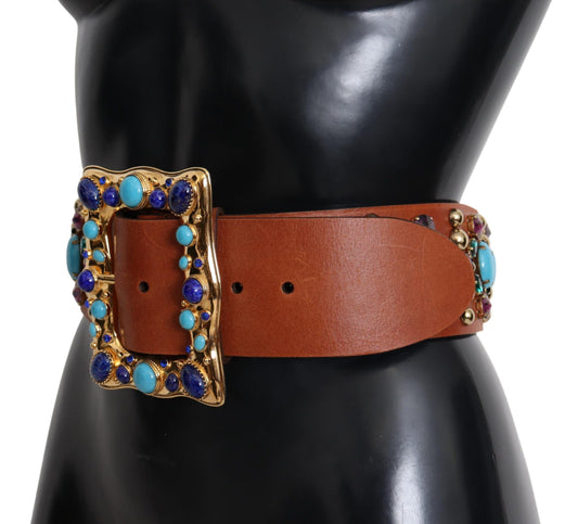 Elegant Studded Leather Belt with Gold Accents