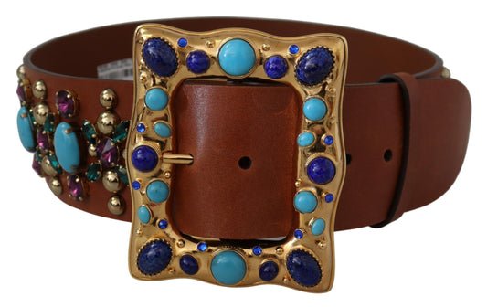 Elegant Studded Leather Belt with Gold Accents