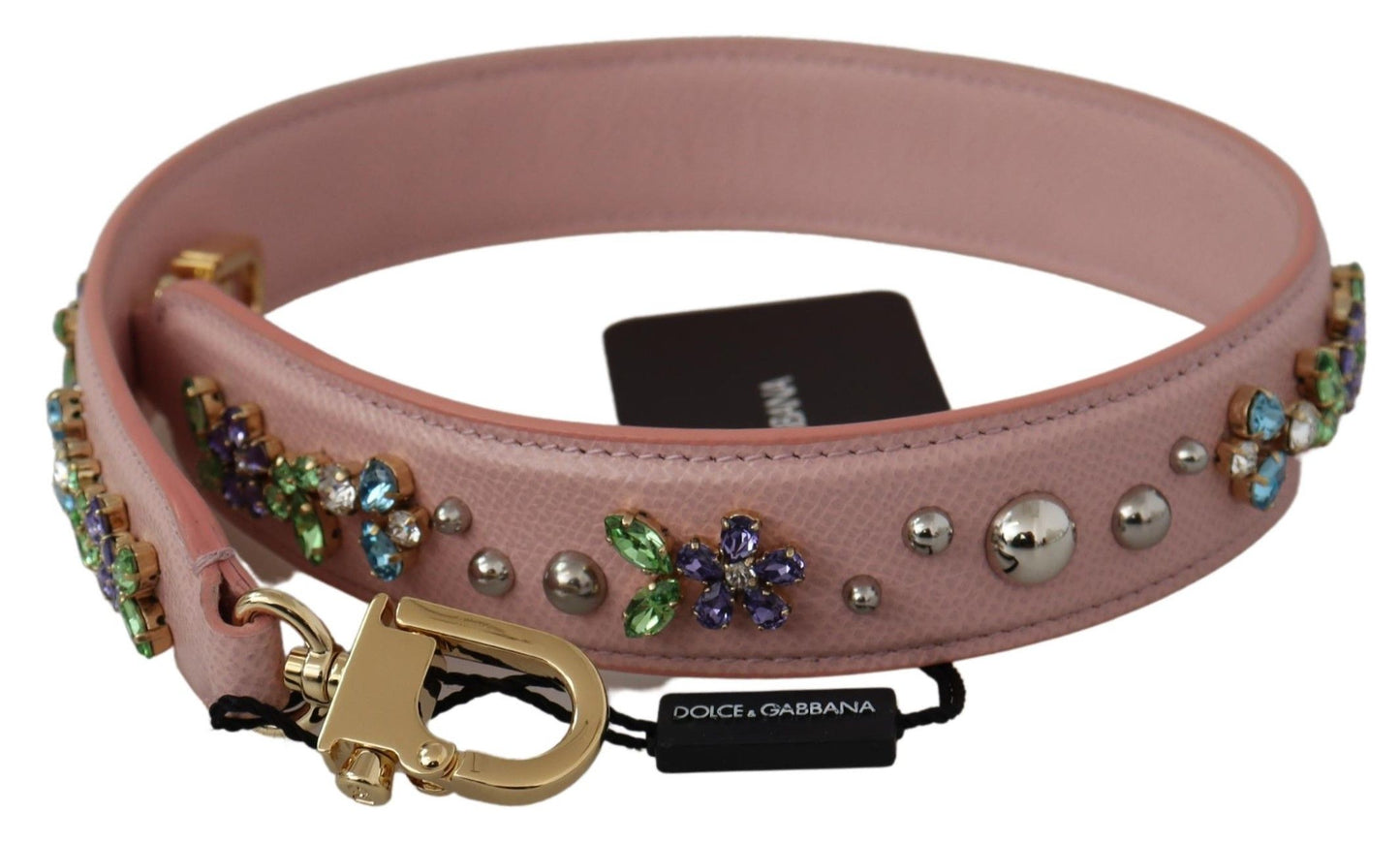 Pink Leather Crystals Bag Accessory Shoulder Strap