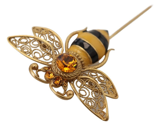 Gold Plated Crystal Bee Brooch