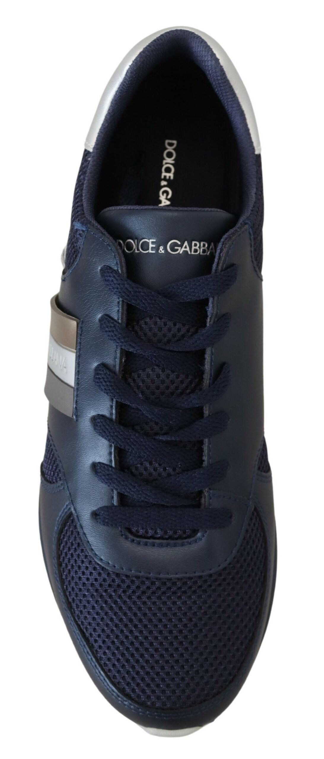 Elegant Blue Low Top Leather Sneakers