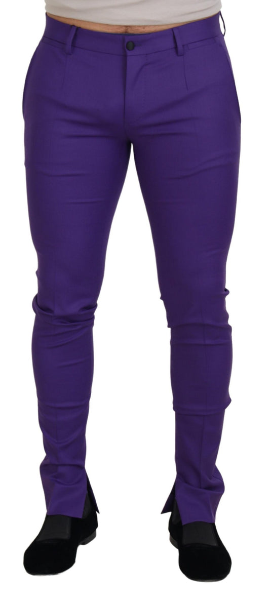 Elegant Purple Wool Blend Trousers