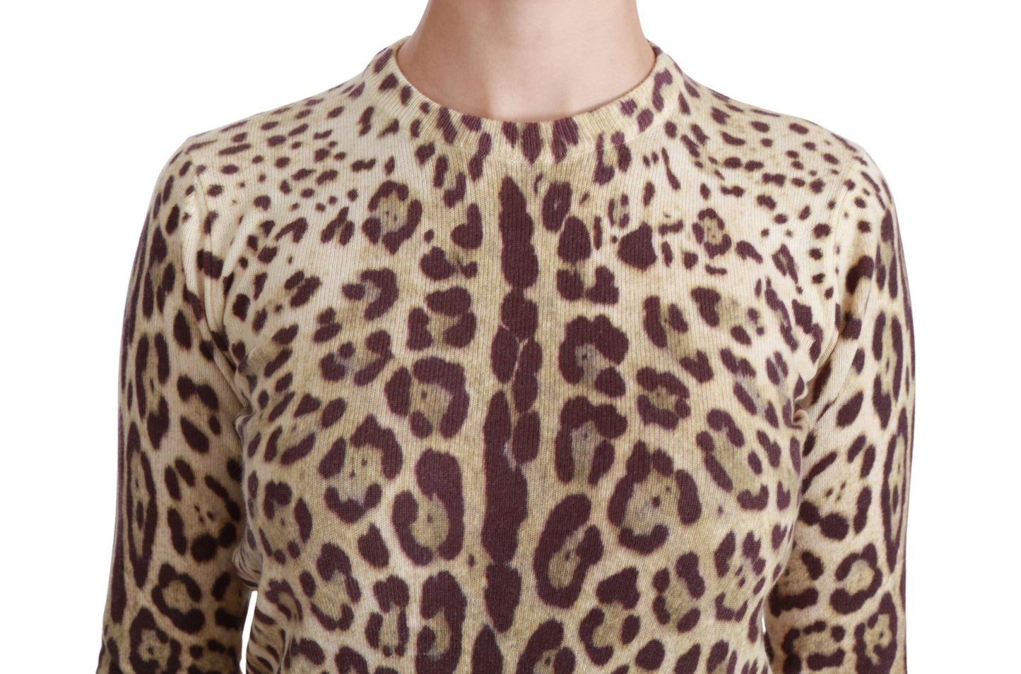 Leopard Cashmere Long Sleeve Blouse Sweater