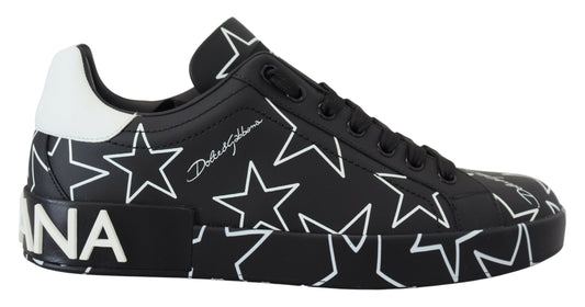 Star-Embellished Leather Low Top Sneakers