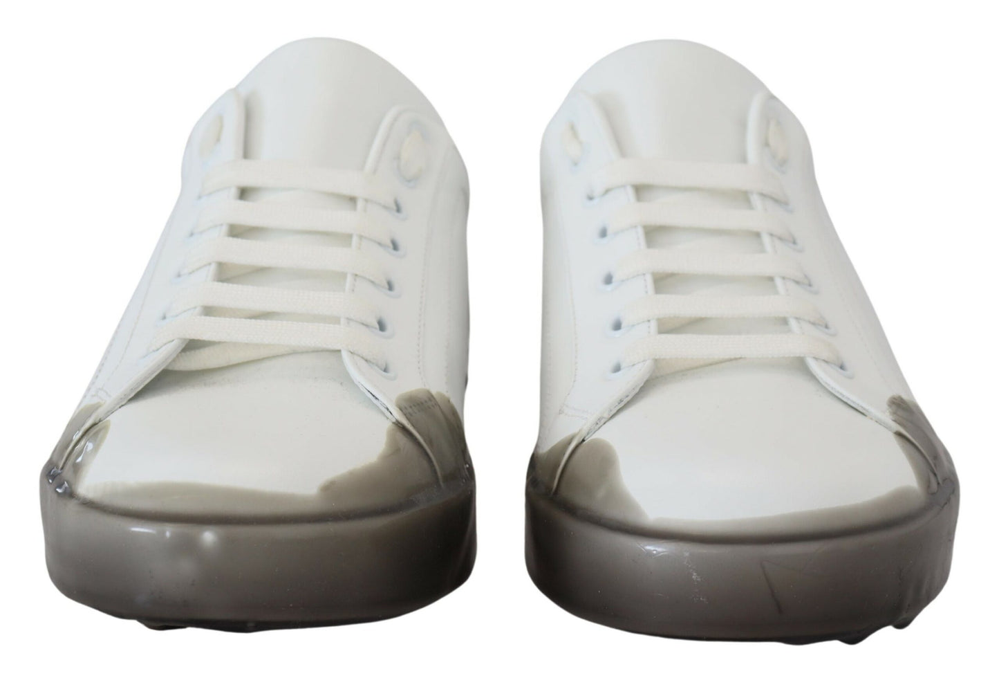 Elegant White Low Top Leather Sneakers