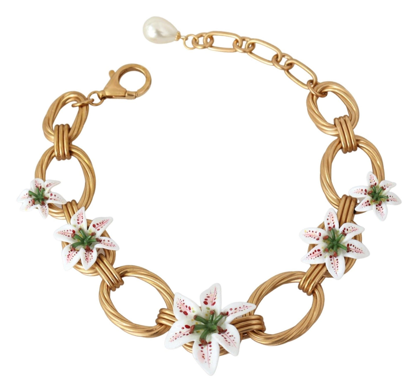 Exquisite Gold Lilium Floral Statement Necklace