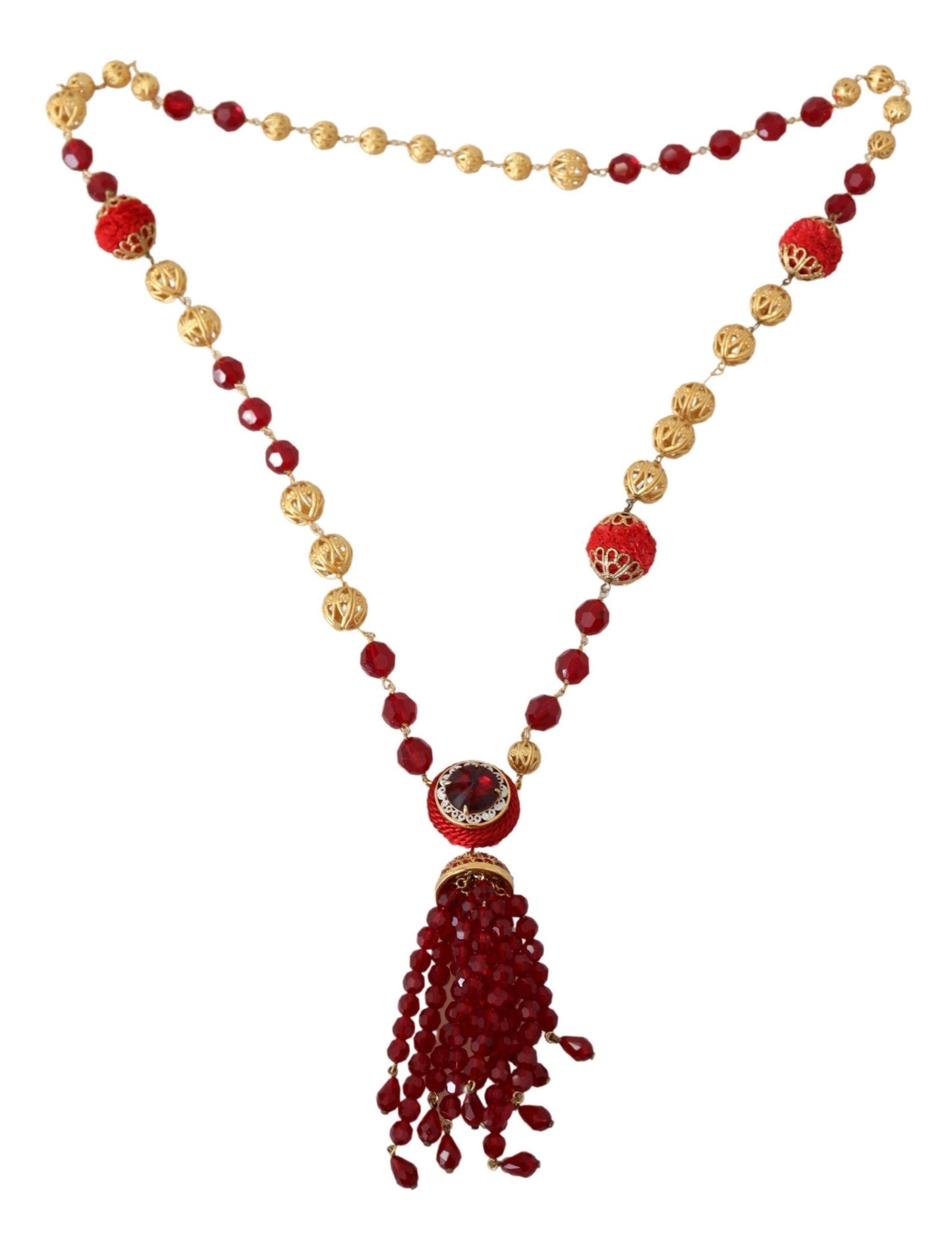Elegant Red Crystal Gold-Plated Necklace