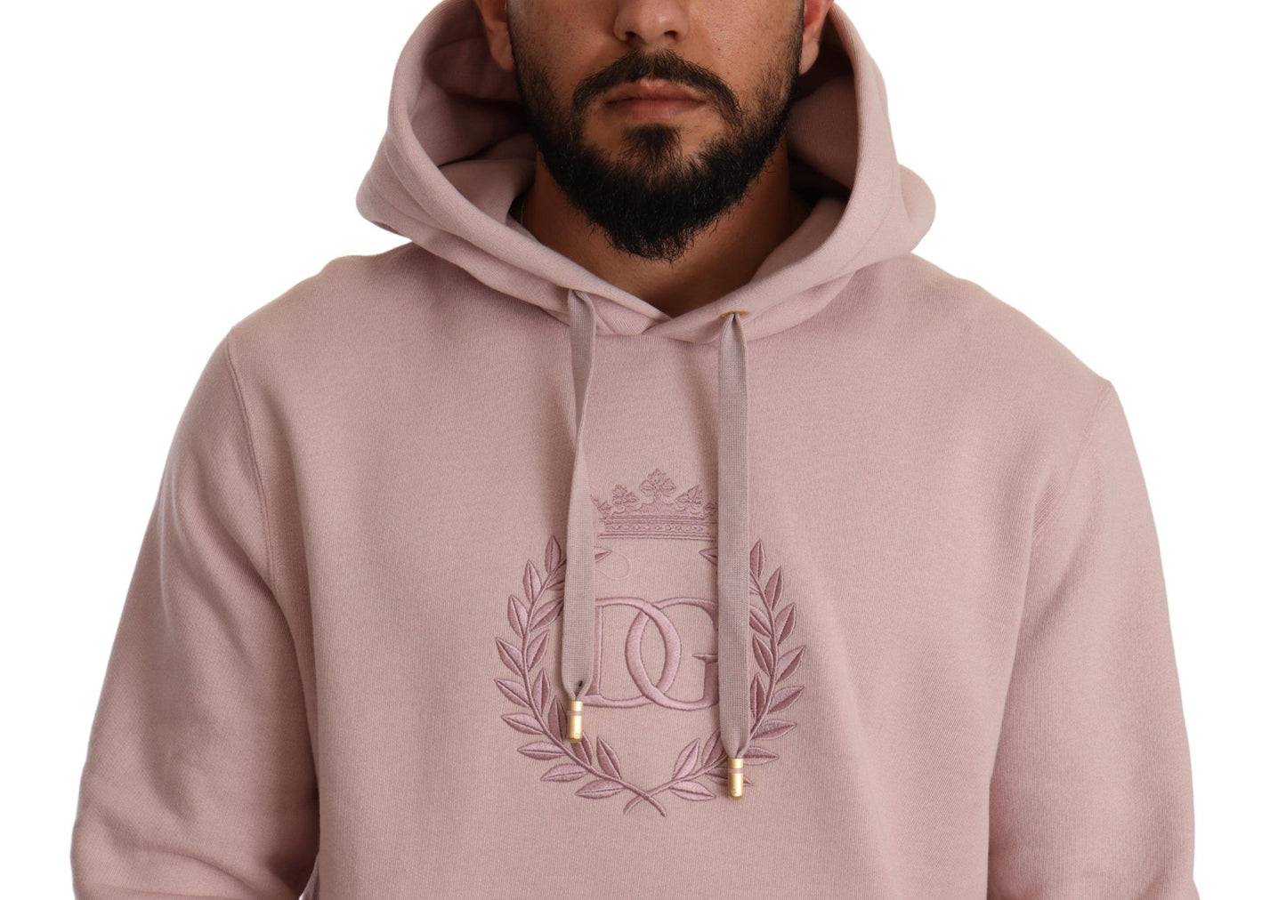 Elegant Pink Crown Print Hooded Sweater