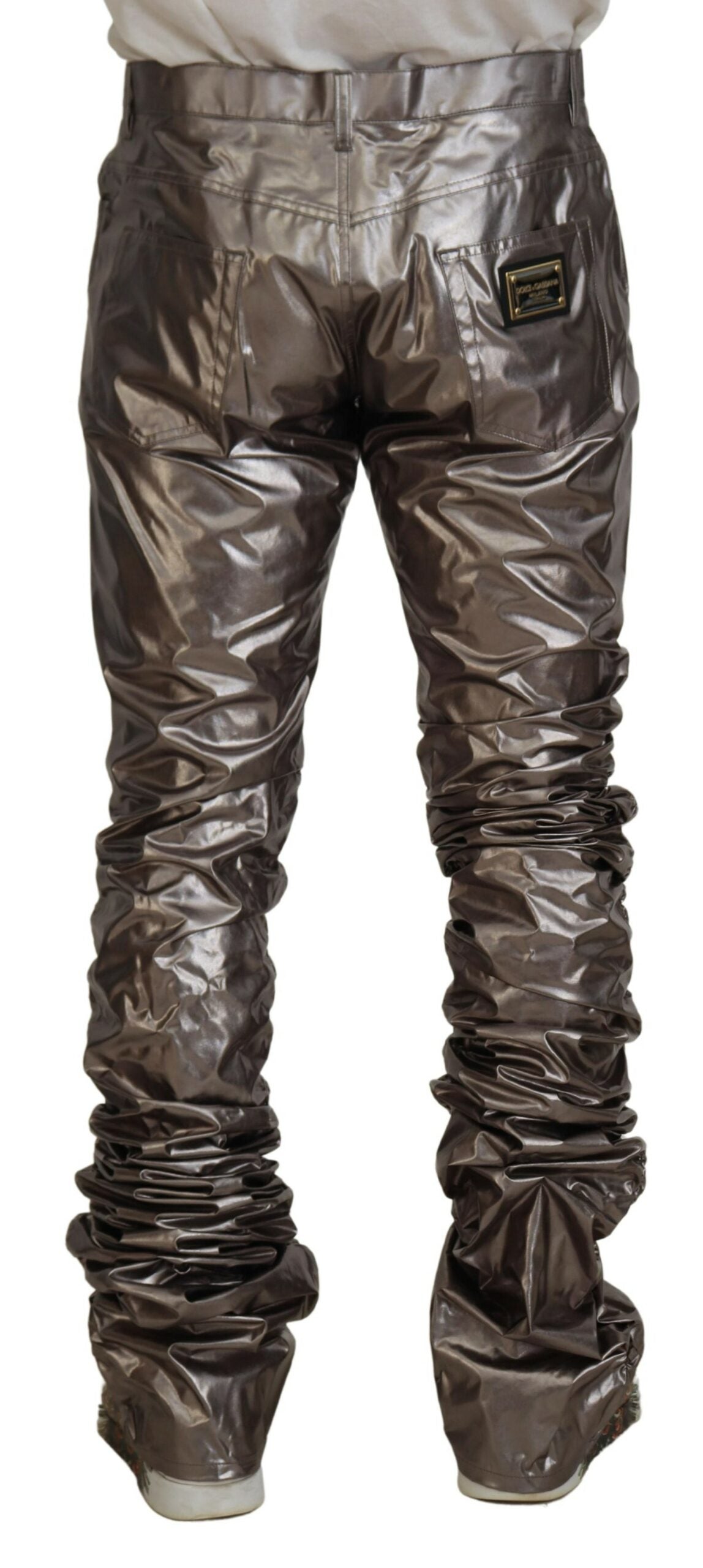 Metallic Silver Casual Pants
