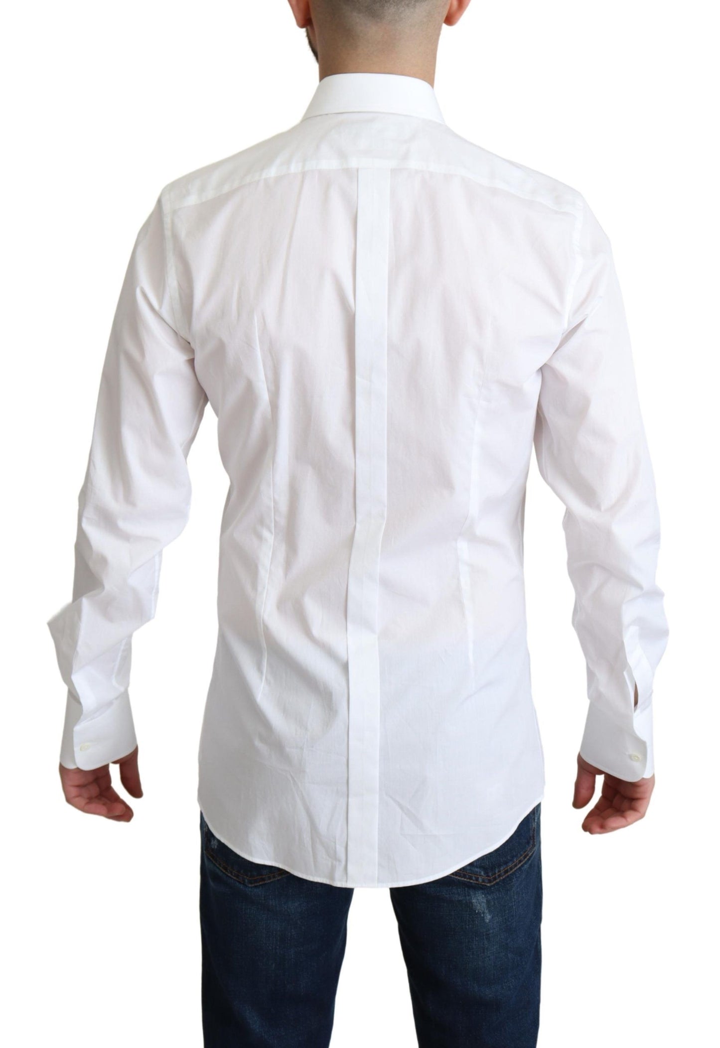 Elegant White Cotton Bib Dress Shirt