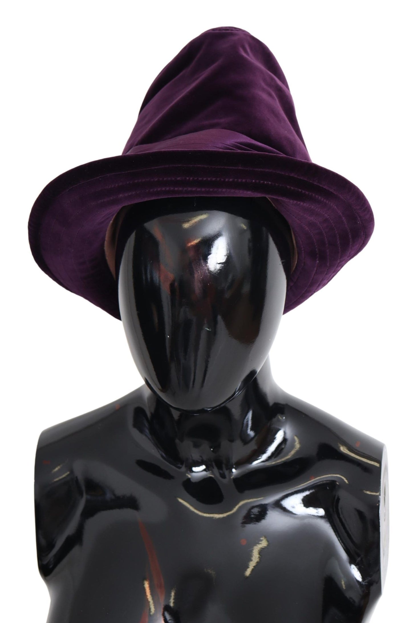 Purple Velvet Cotton Tall Fedora Capello Hat