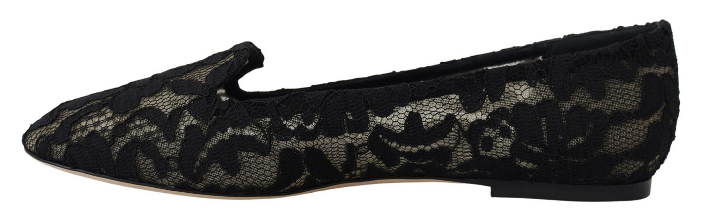 Elegant Black Lace Flat Shoes