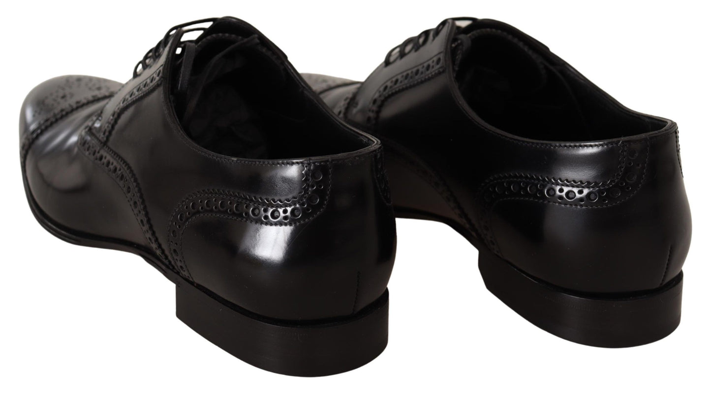 Elegant Black Leather Derby Oxford Shoes