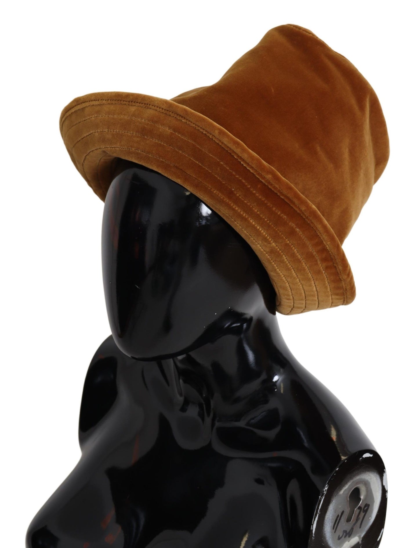 Mustard Wide Brim Velvet Bucket Capello Hat