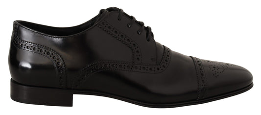 Elegant Black Leather Derby Oxford Shoes