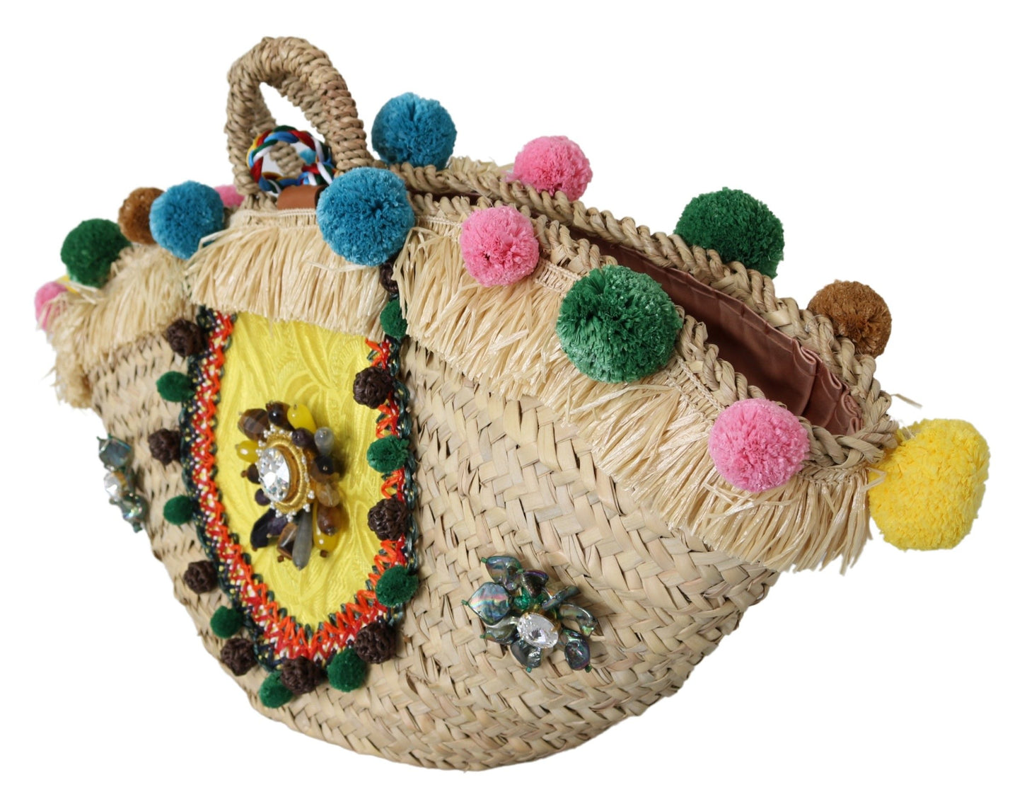Multicolor Straw Crystal Ricamo Hand Tote Borse Bag