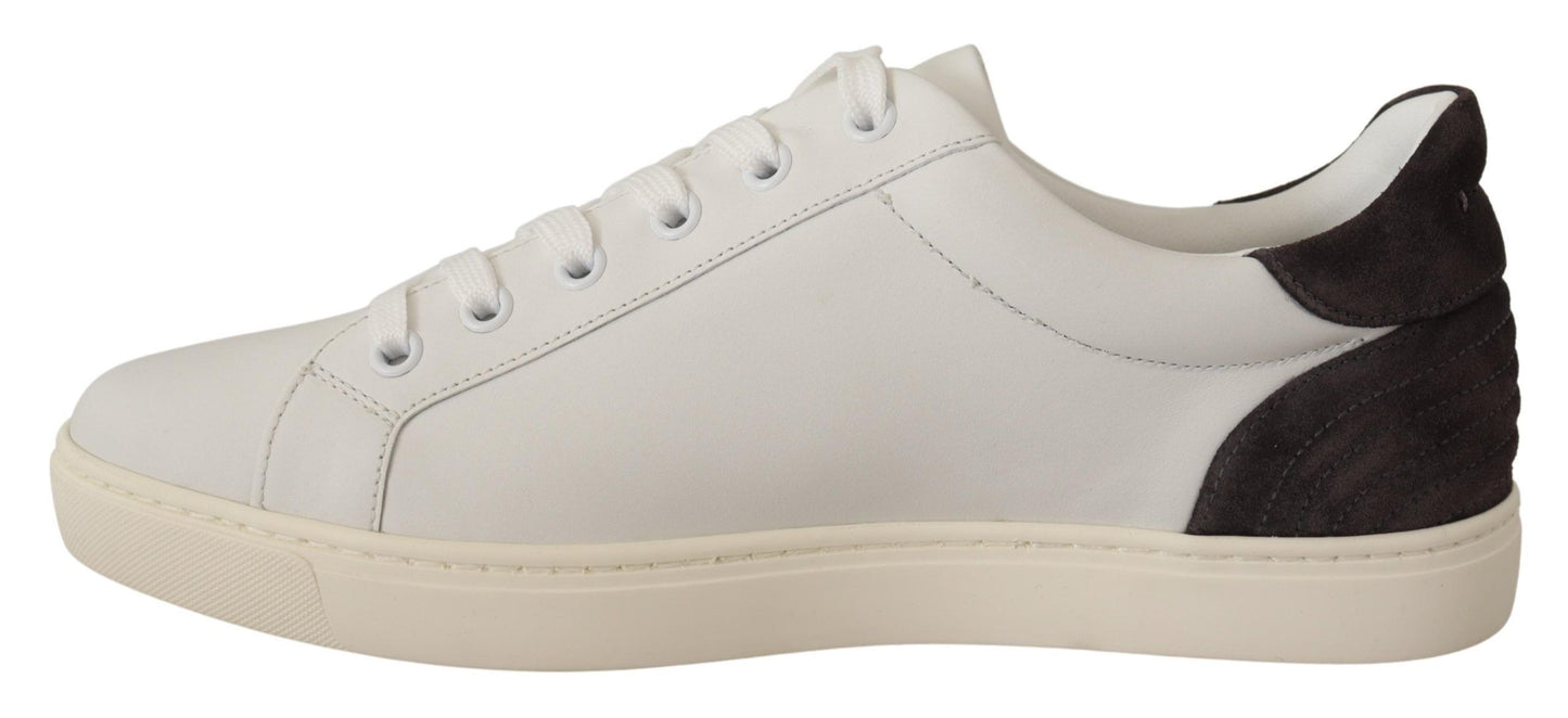 Quilted Leather Sneakers in White & Gray