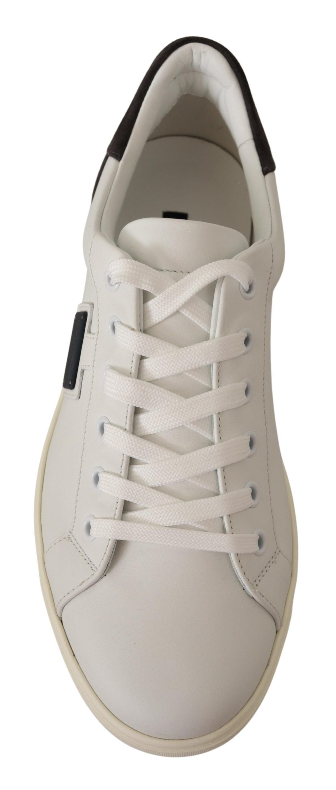 Quilted Leather Sneakers in White & Gray