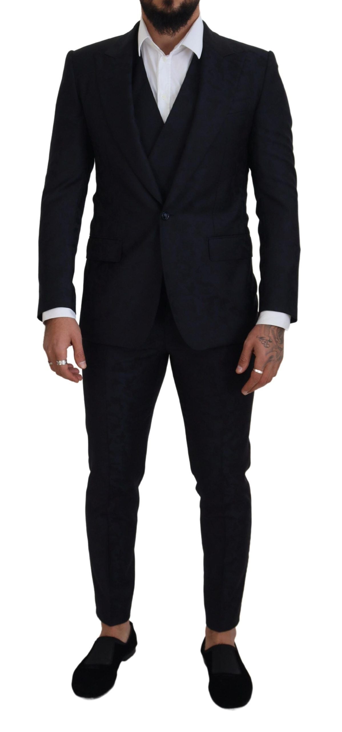 Elegant Slim Fit Three Piece Wool Suit