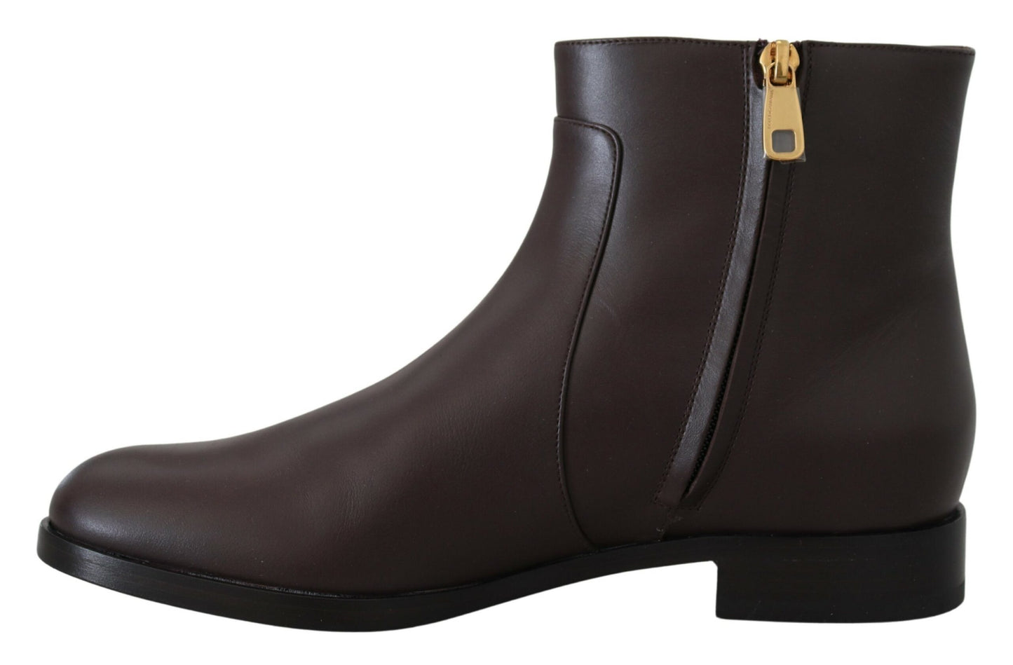 Elegant Brown Ankle Boots with Gold Pearl Detail