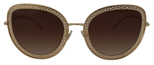 Elegant Lace-Patterned Gold Sunglasses