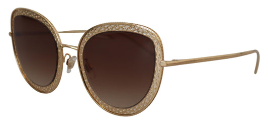 Elegant Lace-Patterned Gold Sunglasses