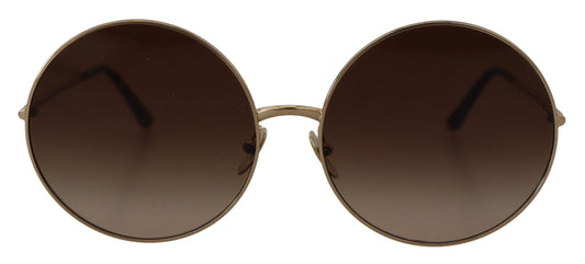 Elegant Gradient Brown Metal Sunglasses