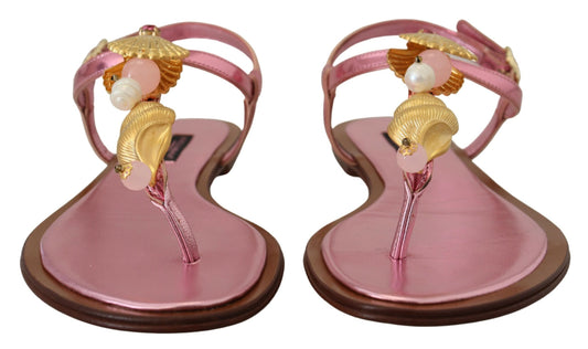 Pink Embellished Slides Flats Sandals Shoes