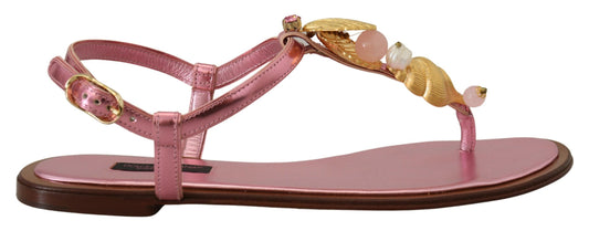 Pink Embellished Slides Flats Sandals Shoes