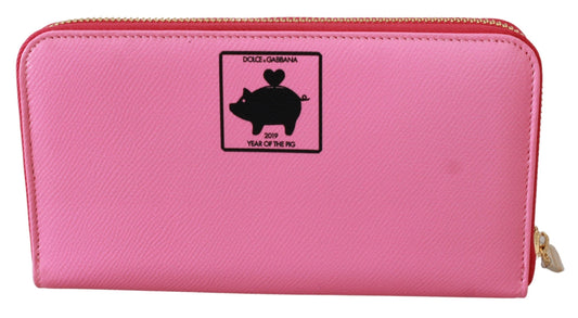 Elegant Pink Leather Continental Wallet