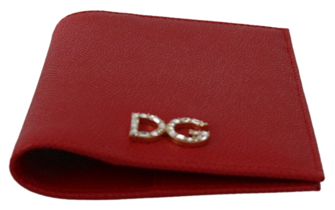 Red Dauphine Leather Bifold Wallet