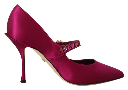 Elegant Pink Satin Crystal Stilettos