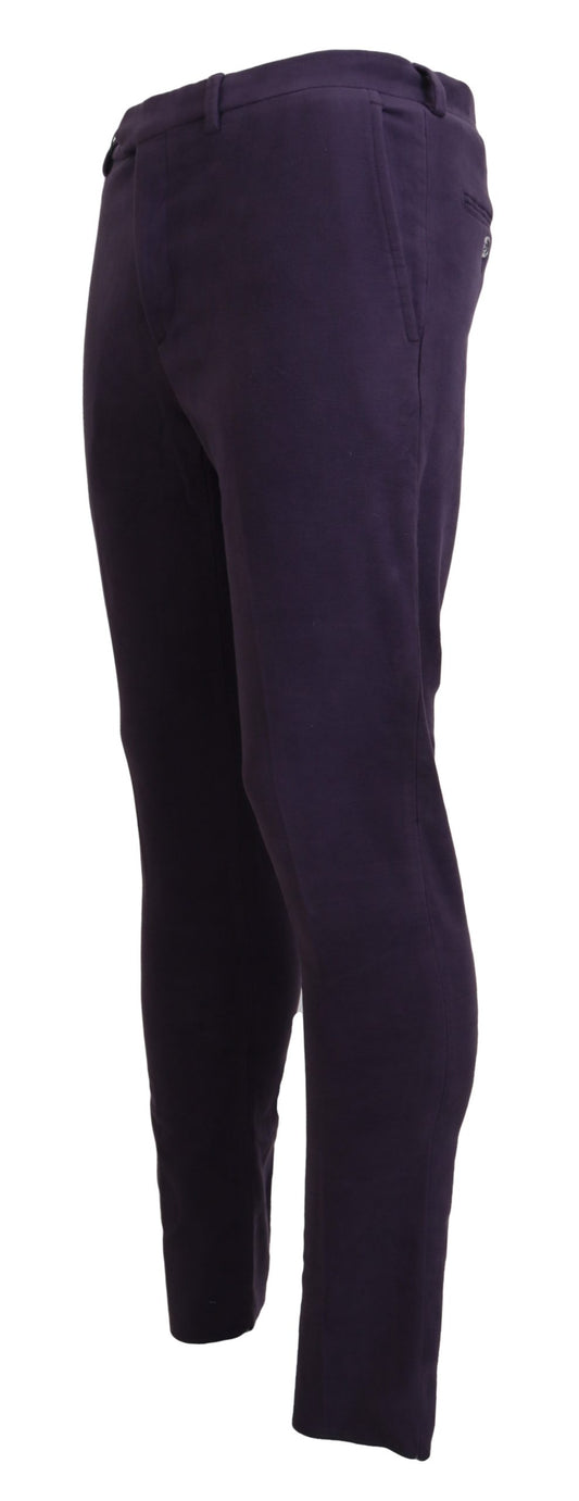 Elegant Purple Cotton Trousers