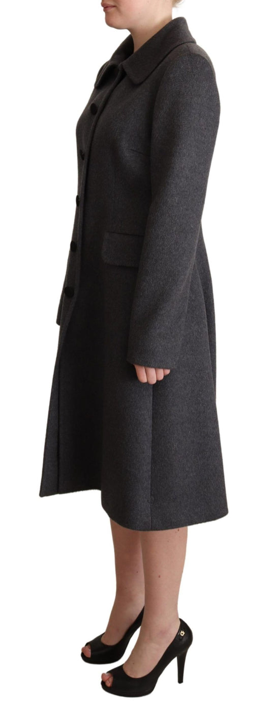 Elegant Gray Cashmere Trench Coat
