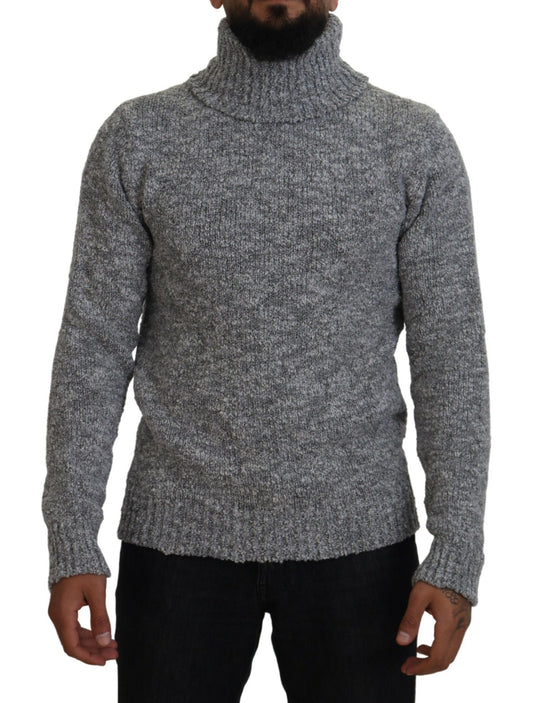 Elegant Gray Wool-Blend Turtleneck Sweater