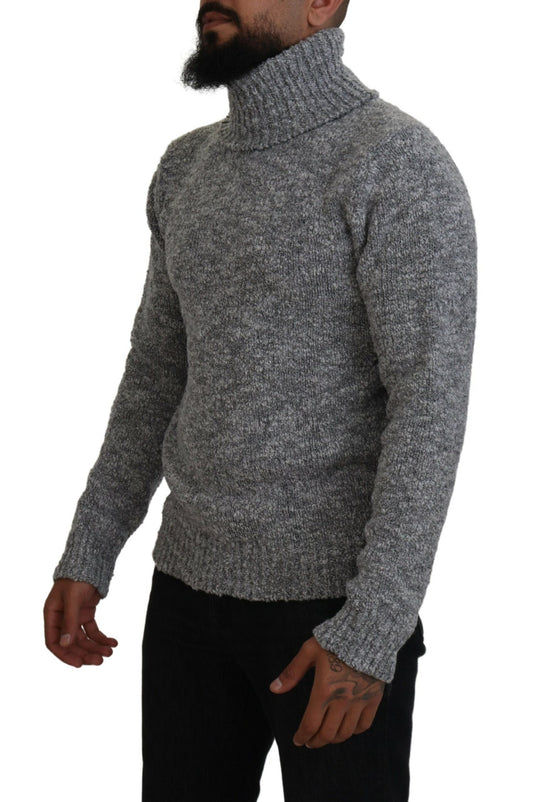 Elegant Gray Wool-Blend Turtleneck Sweater