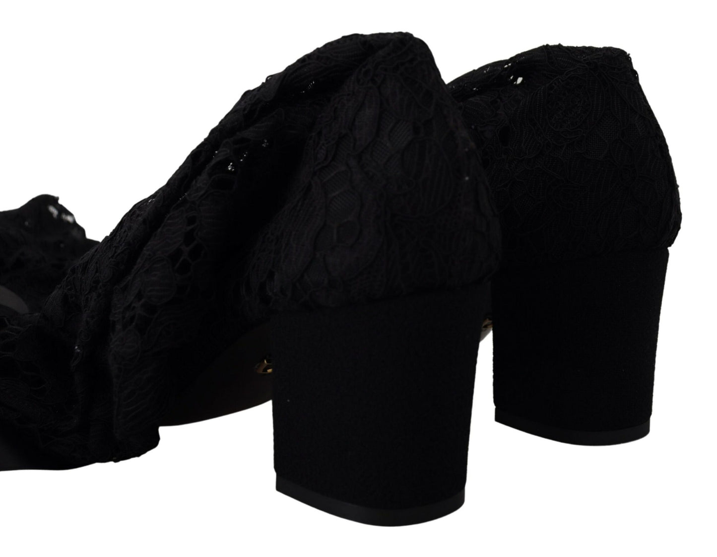 Elegant Black Lace Stretch Sock Pumps