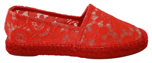 Red Viscose Espadrilles Flat Shoes