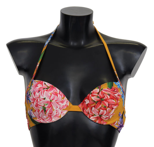 Sunny Floral Bikini Top For Elegant Beach Days