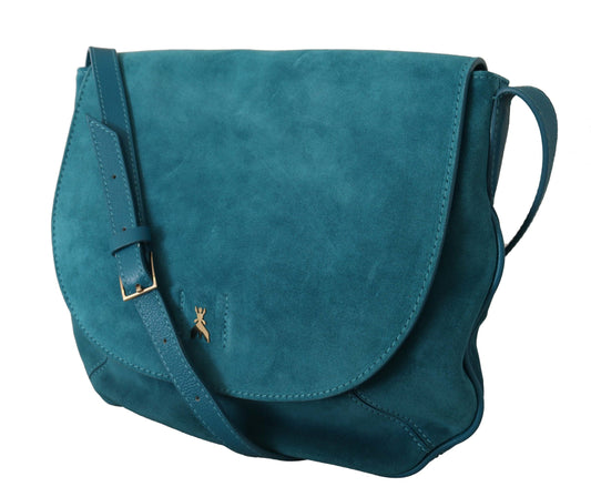 Chic Blue-Green Suede Shoulder Bag