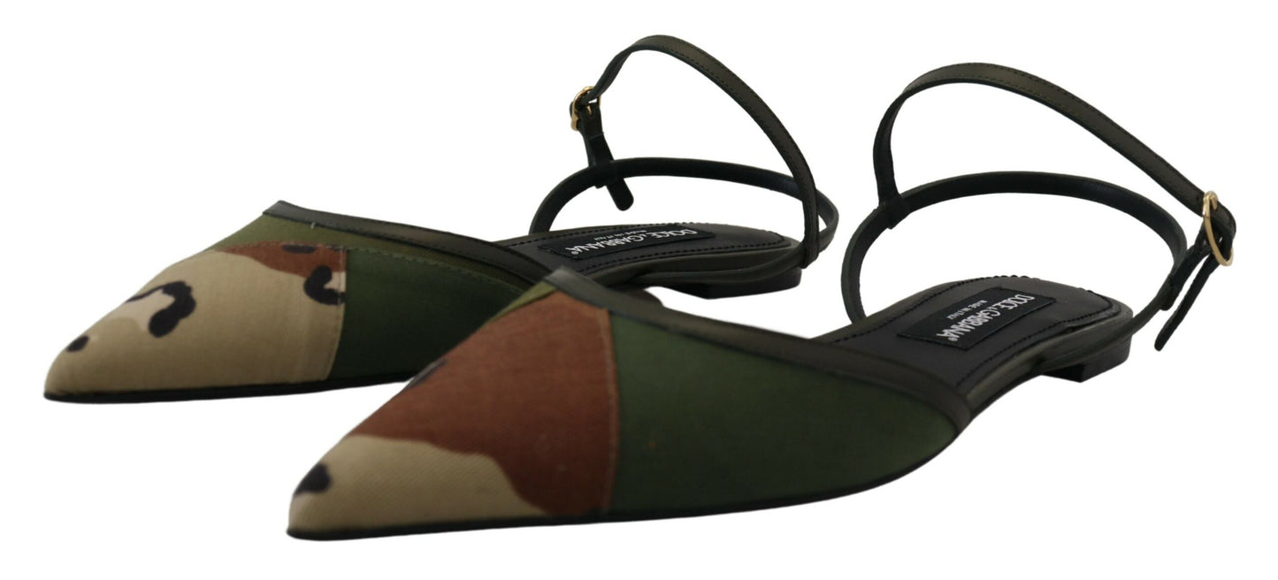 Chic Multicolor Camouflage Slingback Flats