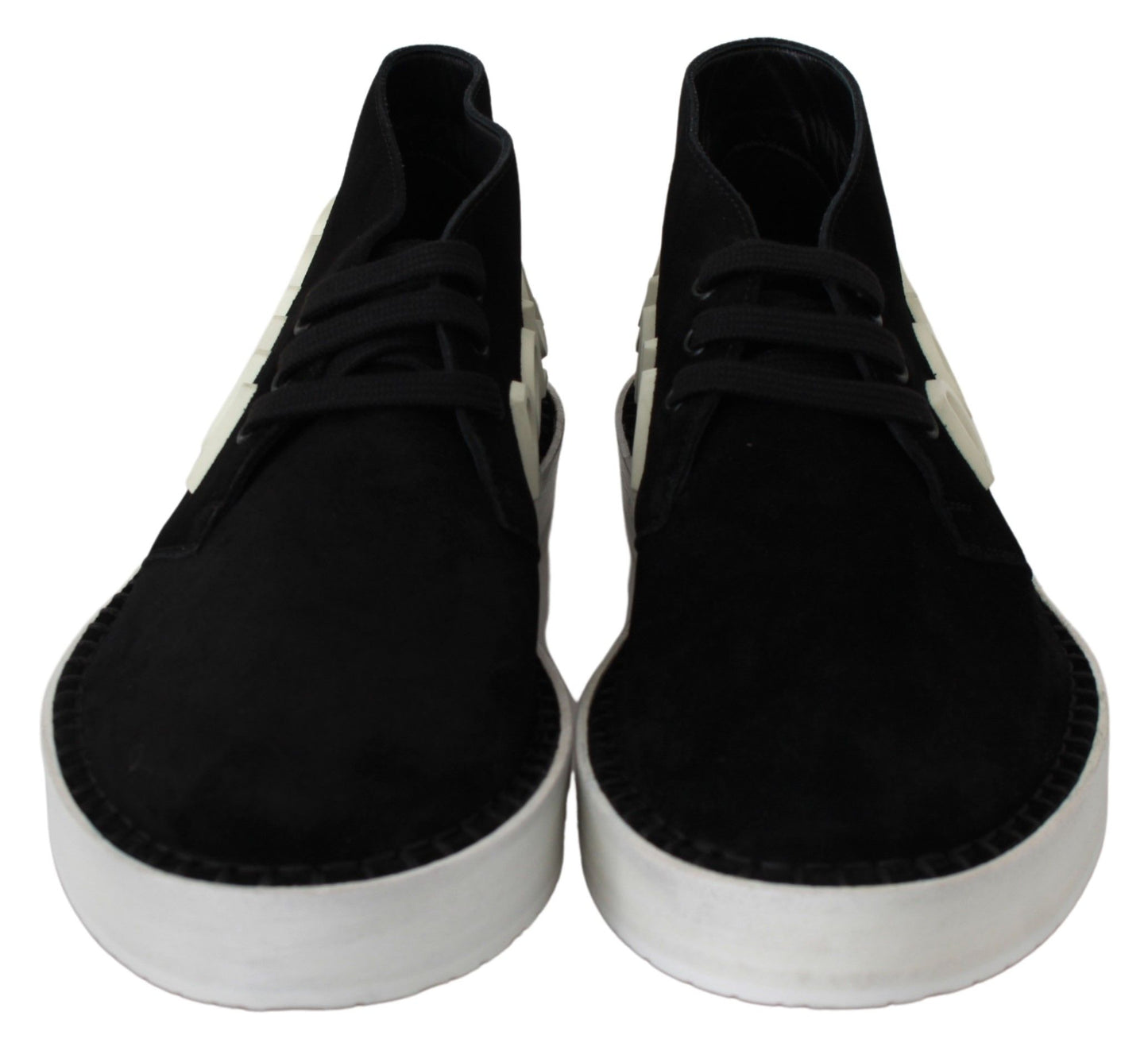 Elegant Black Leather Ankle Sneakers