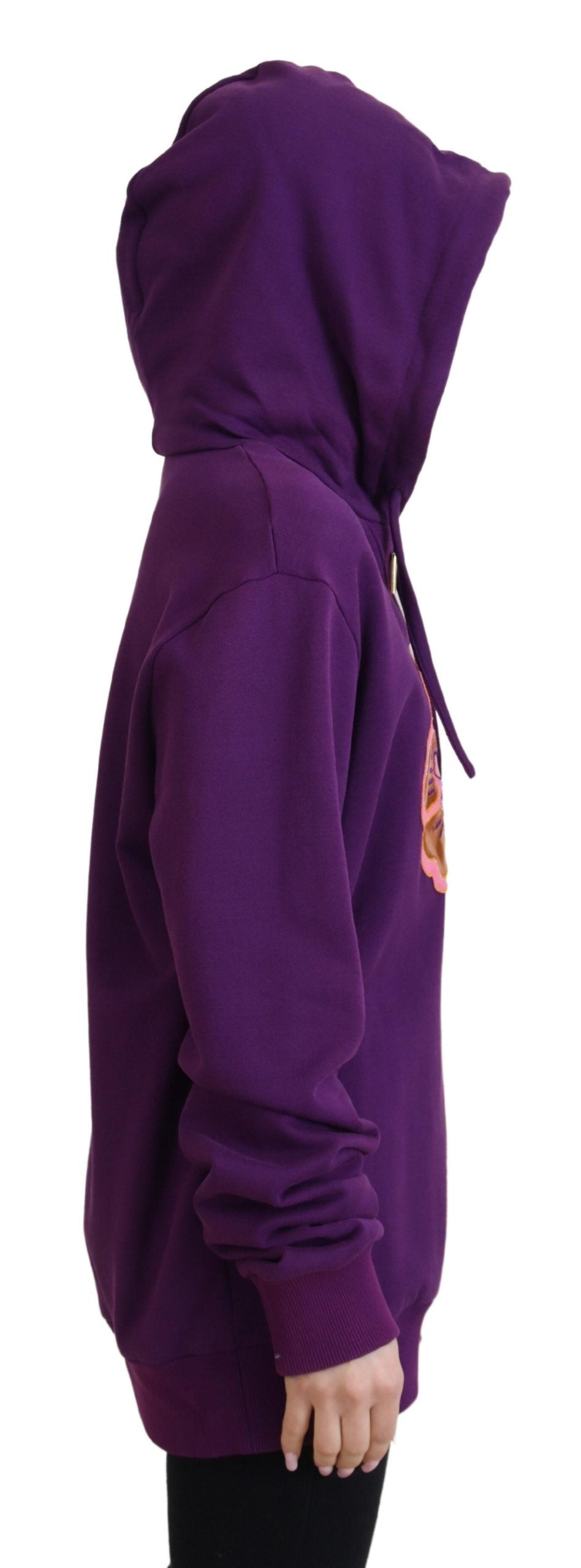 Elegant Floral Hooded Pullover Sweater in Purple