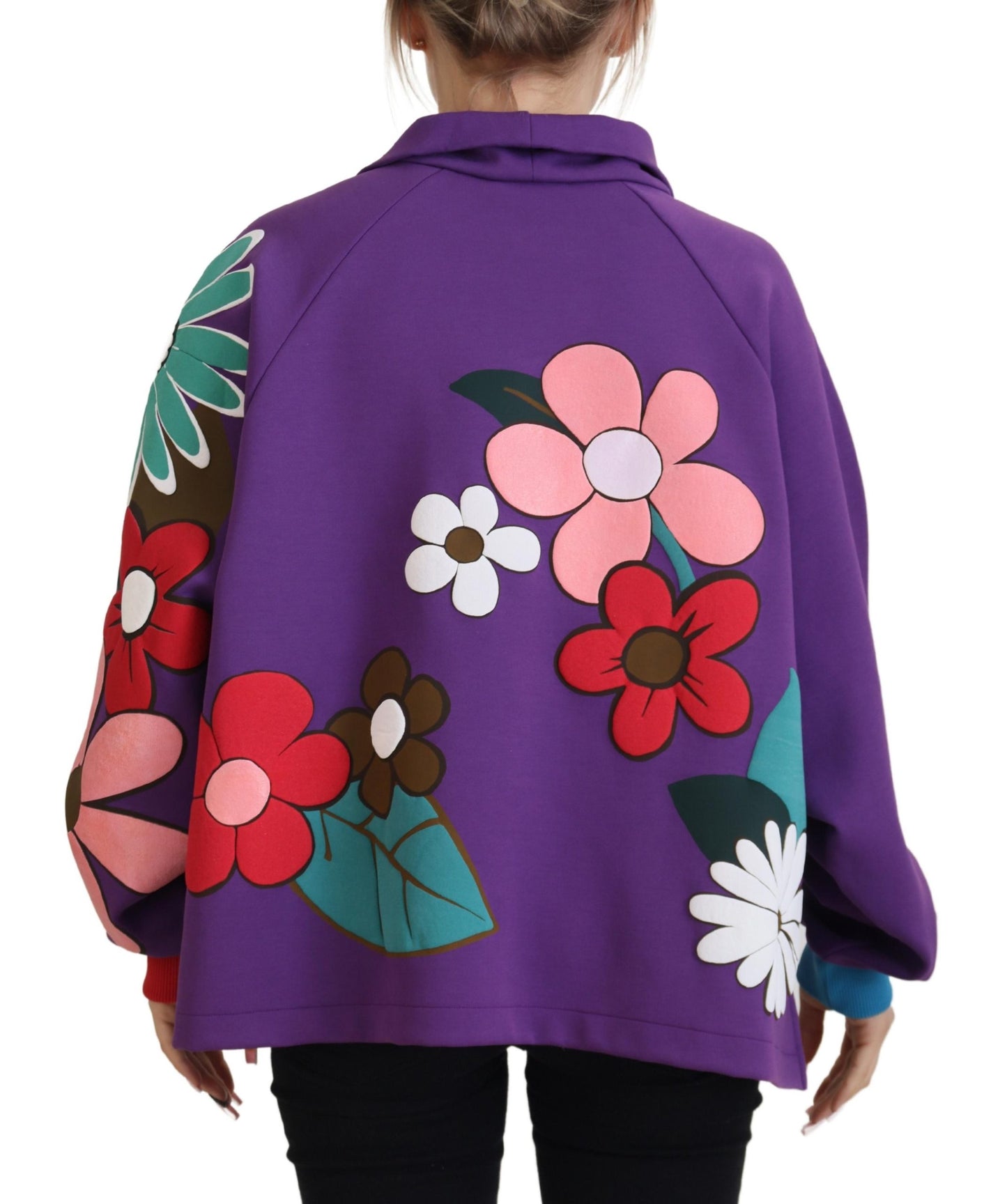 Elegant Purple Floral Pullover Sweater