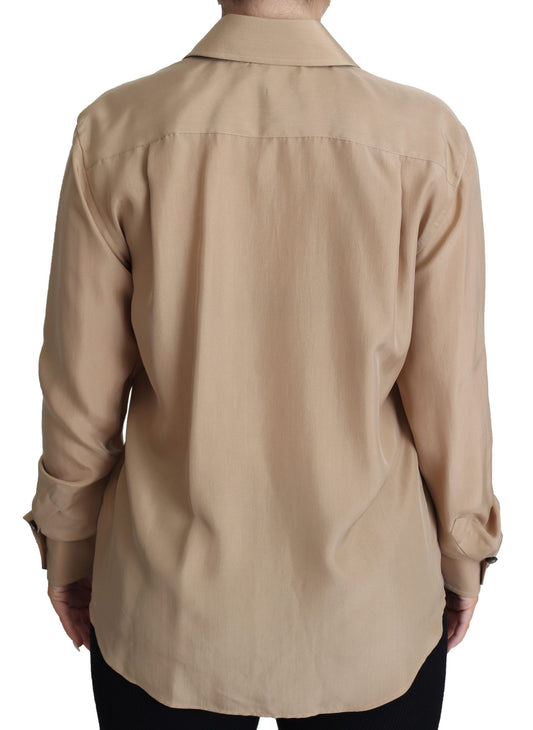 Elegant Beige Silk Shirt