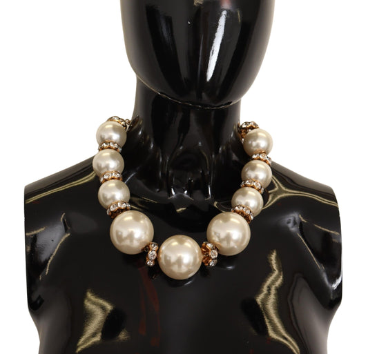 Elegant Gold-Tone Faux Pearl Charm Necklace