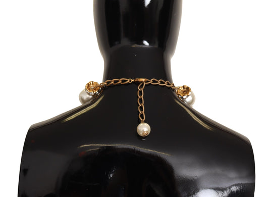 Elegant Gold-Tone Faux Pearl Charm Necklace