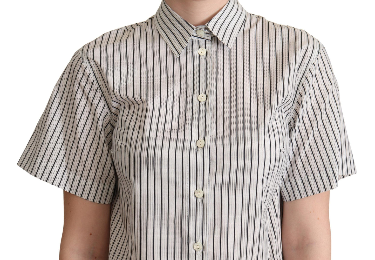 Chic Monochrome Striped Polo Shirt